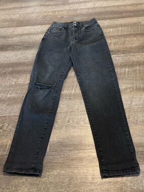 Cotton On Black Straight Leg Stretch Mom Jeans